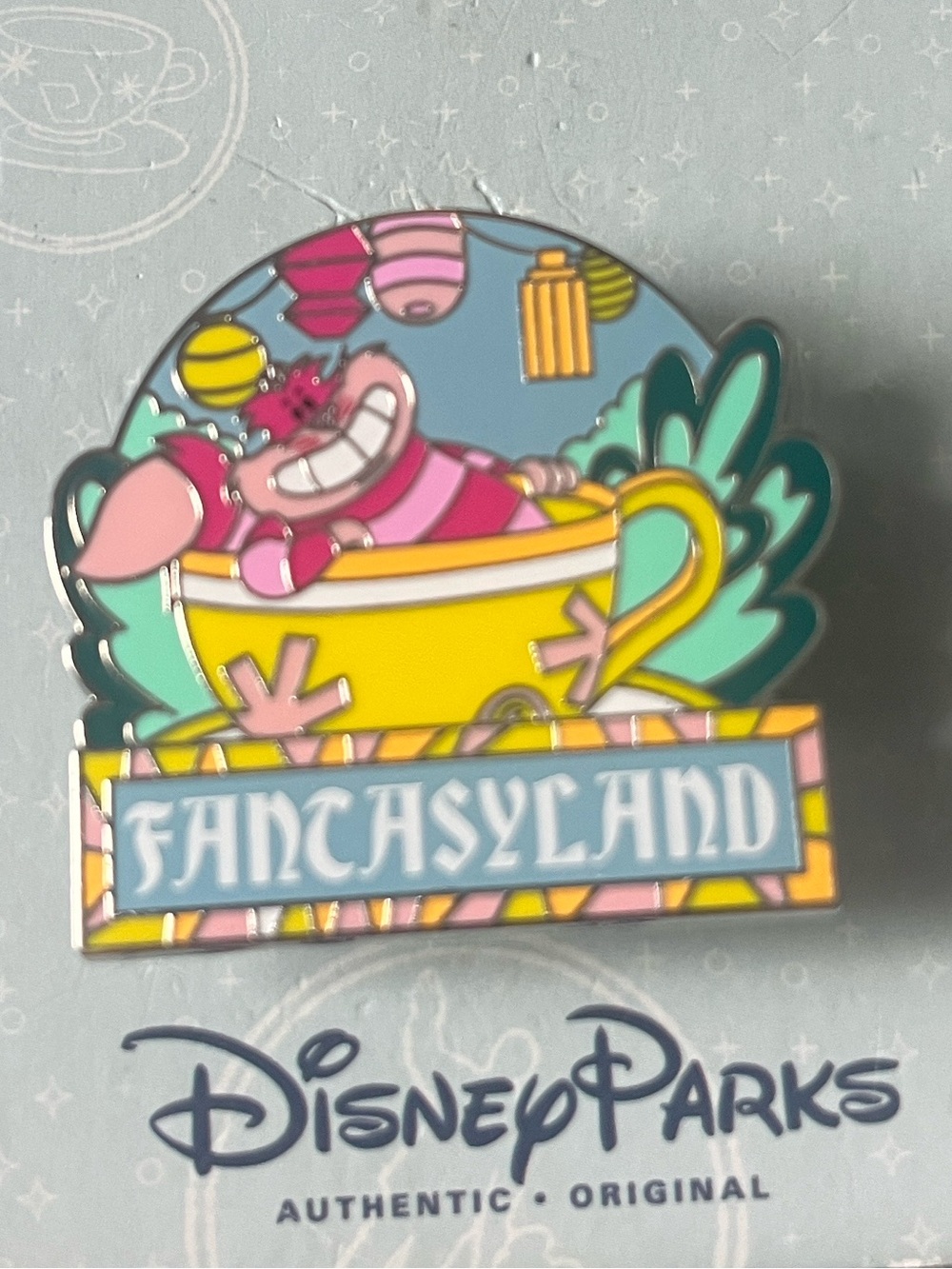 Disney Parks Fantasyland Mad Tea Party Teacups Attraction Cheshire Cat Pin